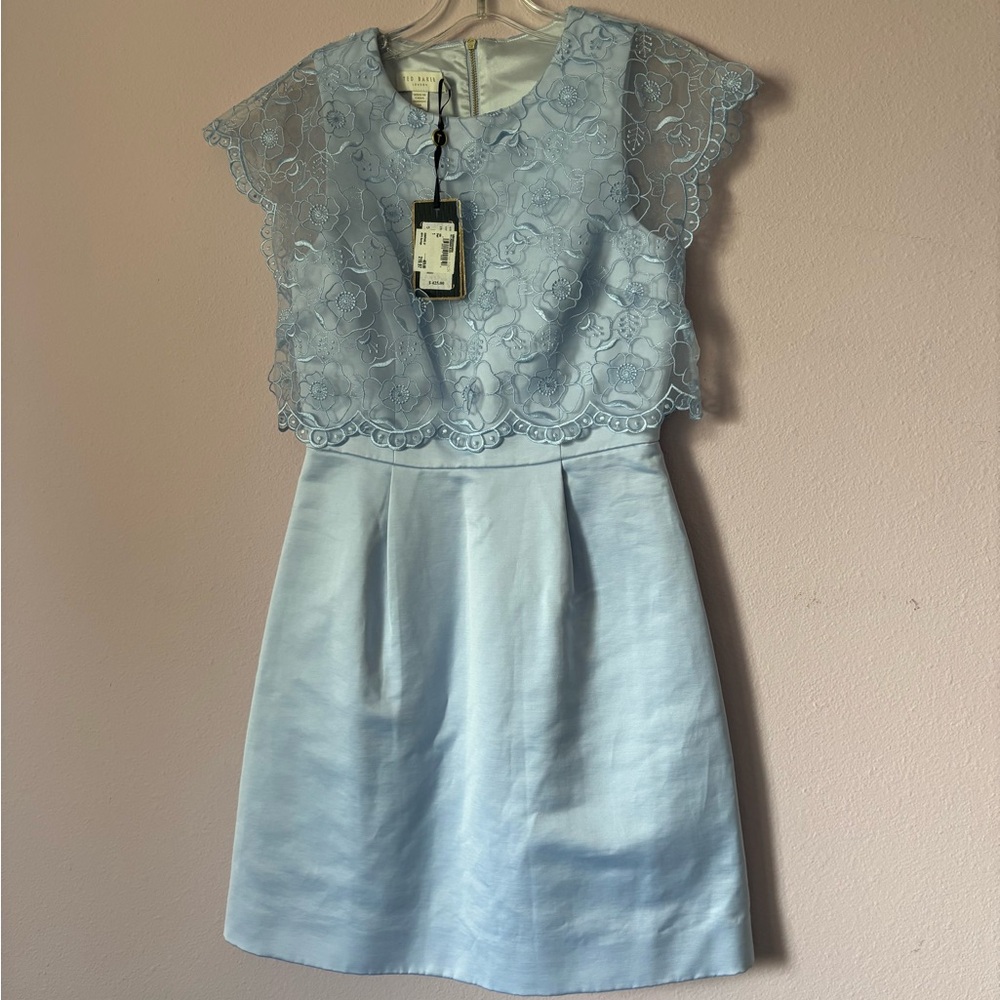 Elegant Light Blue Lace Dress